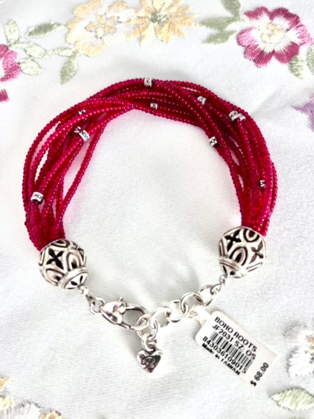 Brighton BoHo Roots Red Czech Glass Bead Bracelet